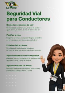 Póster Seguridad Vial Coche con Colores Vivos y Llamativos Azul y Blanco